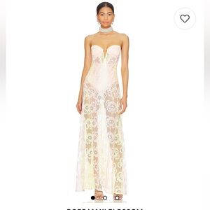 For Love & Lemons Pink/Yellow Blossom Maxi Dress